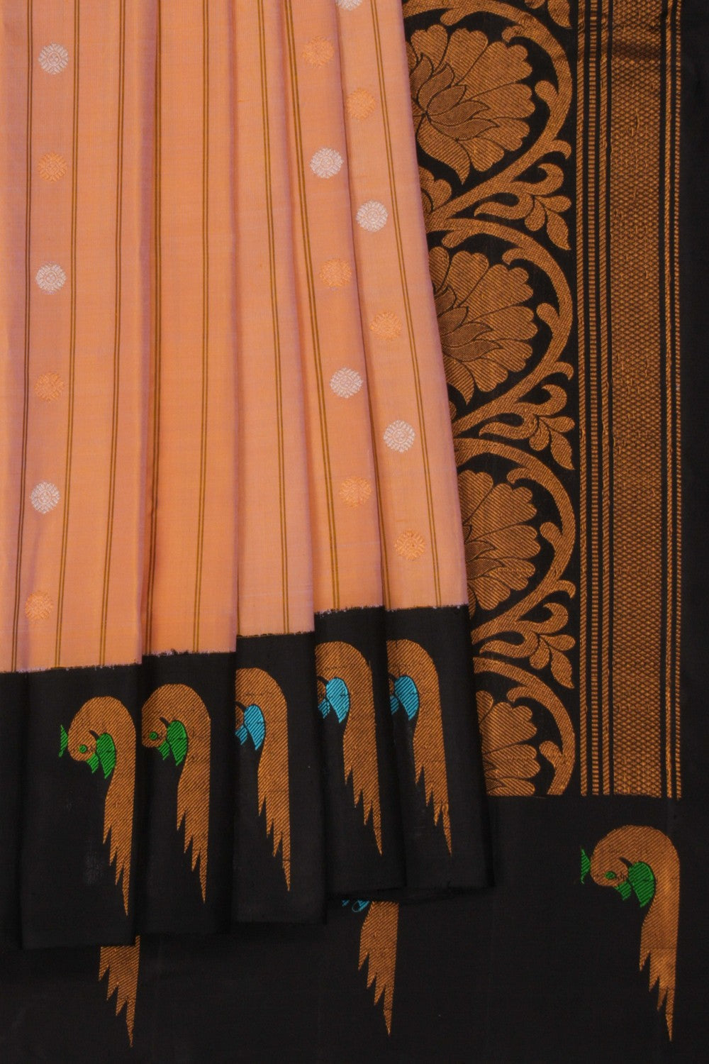 Image of Gadwal Silk Peach Saree